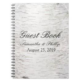 Cuaderno Boda de Madera Rústica de Birch Tree Bark