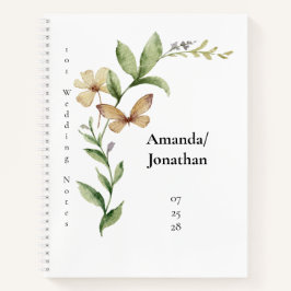 Cuaderno Boda de mariposa de flores de campo romántico