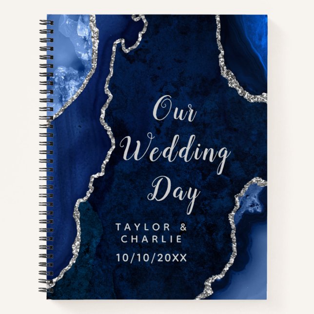 Cuaderno Boda de mármol azul y plateado de la armada (Anverso)