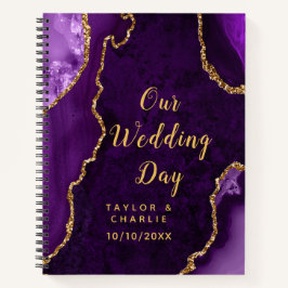 Cuaderno Boda de mármol de la agata morada y dorada