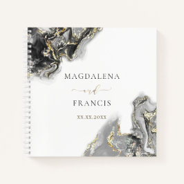 Cuaderno boda de mármol negro