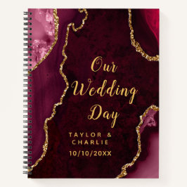 Cuaderno Boda de mármol rojo y oro agado