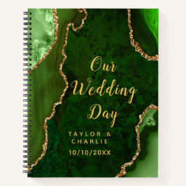 Cuaderno Boda de mármol verde y oro