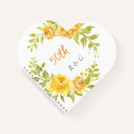 Cuaderno Boda de monograma de flor amarillo elegante 50