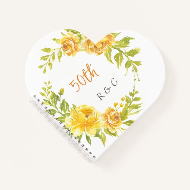 Cuaderno Boda de monograma de flor amarillo elegante 50 (Anverso)