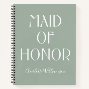 Cuaderno Boda de nombre de tipografía verde de honor