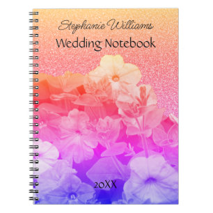 Cuaderno Boda de nombres personalizados Purpurinoso morado