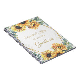 Cuaderno Boda de oro geométrico elegante de girasol ruso