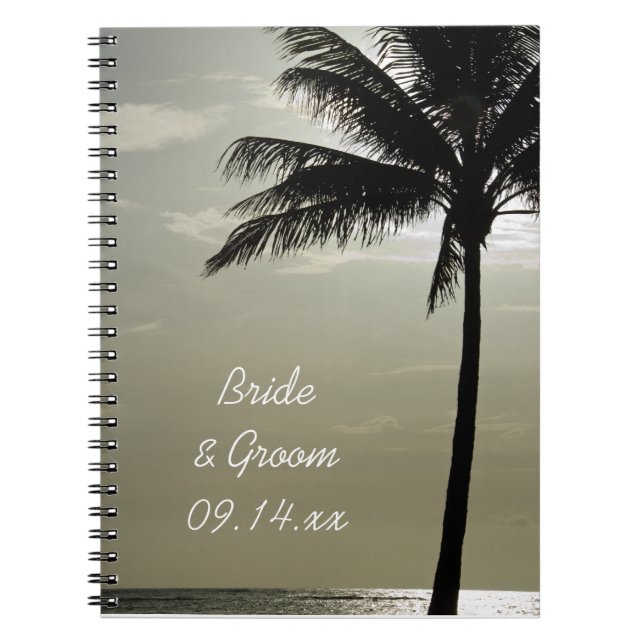 Cuaderno Boda de Playa de Silhouette de Palmeras (Frente)