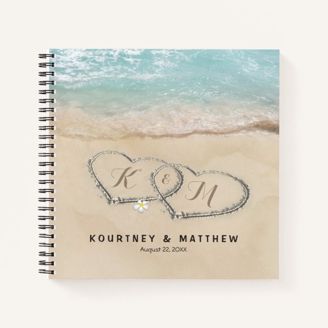 Cuaderno Boda de playa tropical Heart Shore (Anverso)
