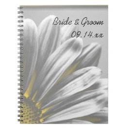 Cuaderno Boda de resaltados florales amarillos y grises