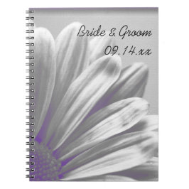 Cuaderno Boda de resaltados florales morados y grises