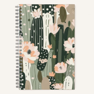 Cuaderno Boda de Rubor Cactus Art Unique Black Gray