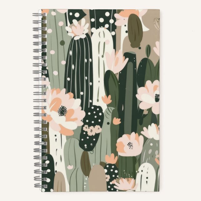 Cuaderno Boda de Rubor Cactus Art Unique Black Gray (Anverso)
