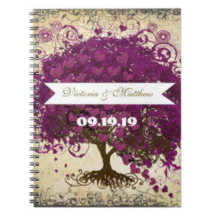 Cuaderno Boda de Sangria Magenta Corazón Púrpura Hoja