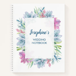Cuaderno Boda de suculentos de color de agua