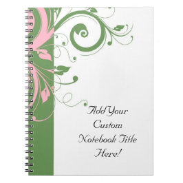 Cuaderno Boda de Swirl Floral Rosa y Verde