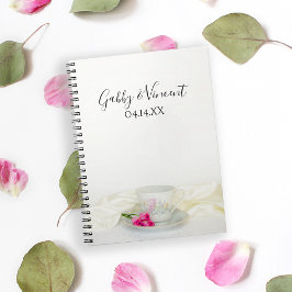 Cuaderno Boda de Té Floral y Rosas Rosa