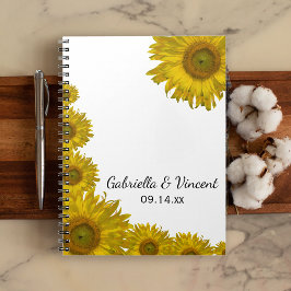 Cuaderno Boda del borde del girasol amarillo