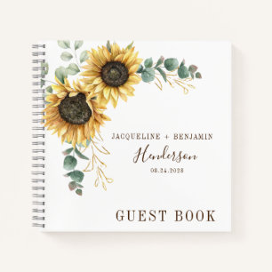Cuaderno Boda del follaje floral de girasol Eucalyptus