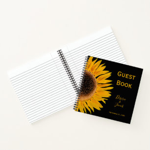 Cuaderno Boda del girasol Rústico País Amarillo Negro