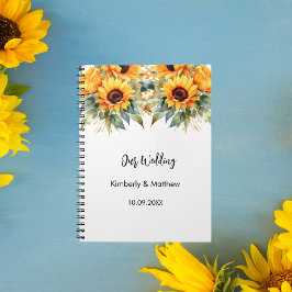 Cuaderno Boda del libro de invitados girasoles cascada