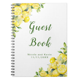 Cuaderno Boda del marco de la vegetación del limón italiano