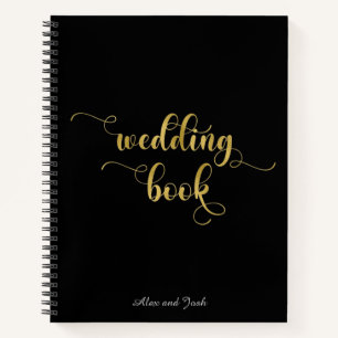 Cuaderno Boda elegante de oro y negro