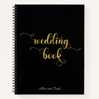 Cuaderno Boda elegante de oro y negro