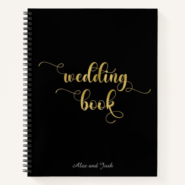 Cuaderno Boda elegante de oro y negro (Anverso)
