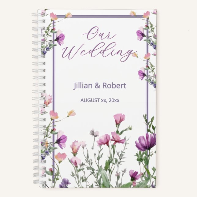 Cuaderno Boda elegante en jardín de flores silvestres (Anverso)