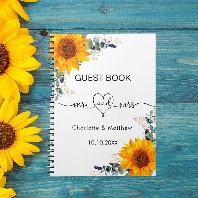 Cuaderno Boda eucalipto sunflowers mr mrs (Subido por el creador)
