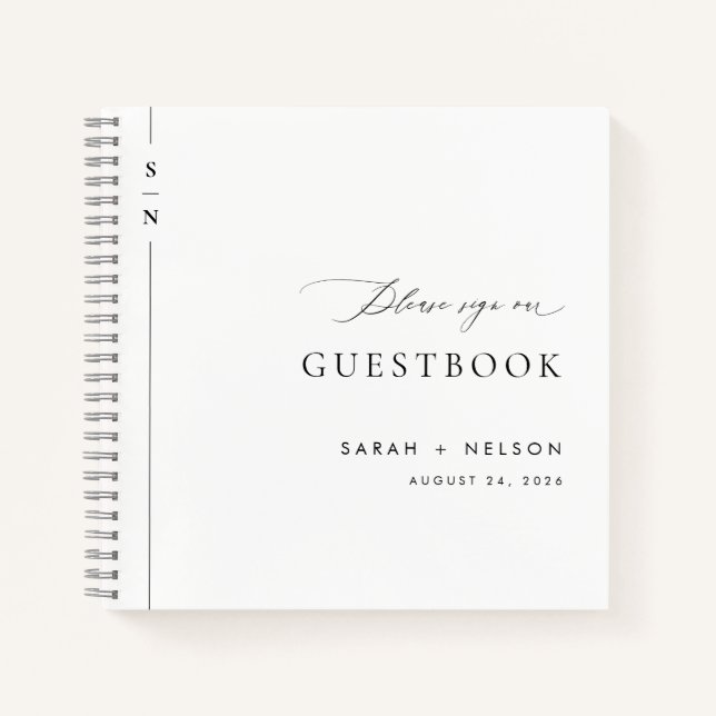 Cuaderno Boda exclusivo en blanco y negro moderno (Anverso)