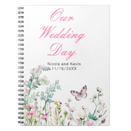 Cuaderno Boda floral de mariposa verde primavera