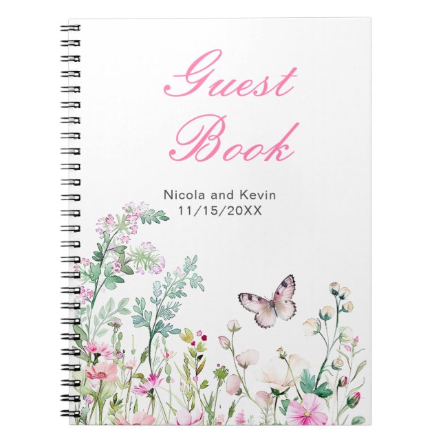Cuaderno Boda floral de mariposa verde primavera (Frente)