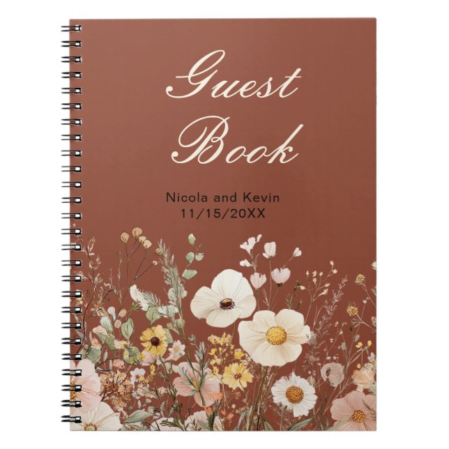 Cuaderno Boda Floral de otoño de flores silvestres (Frente)