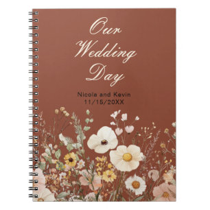 Cuaderno Boda Floral de otoño de flores silvestres