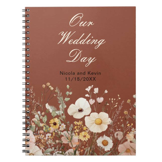 Cuaderno Boda Floral de otoño de flores silvestres (Frente)