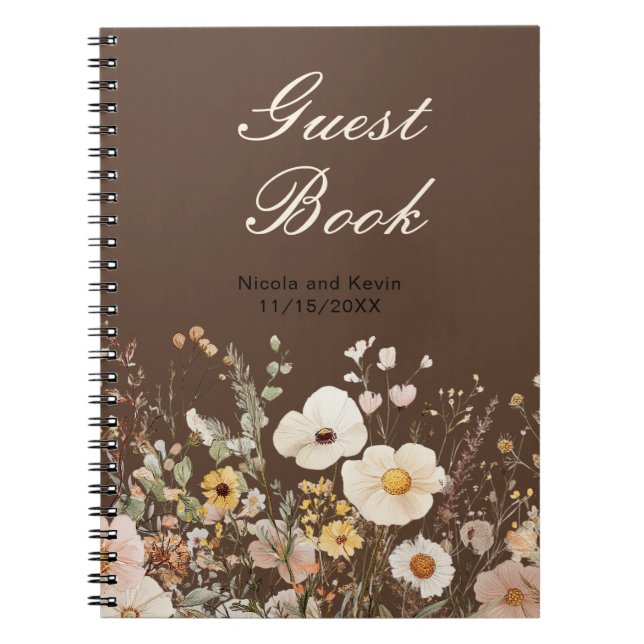 Cuaderno Boda Floral de otoño de flores silvestres (Frente)