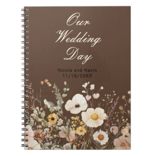 Cuaderno Boda Floral de otoño de flores silvestres