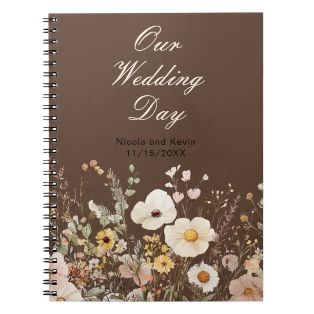 Cuaderno Boda Floral de otoño de flores silvestres (Frente)