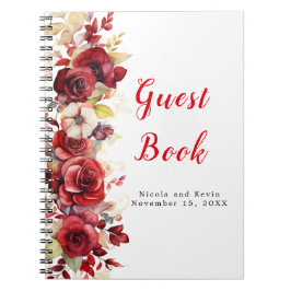 Cuaderno Boda floral de rosas rojas románticas