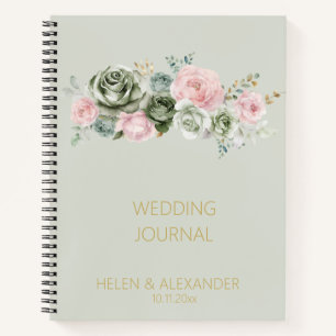 Cuaderno Boda floral elegante verde dusty sage