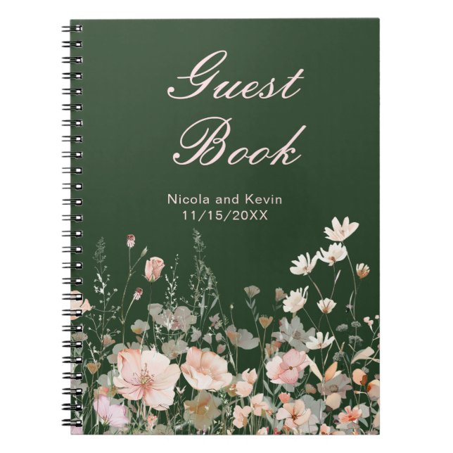 Cuaderno Boda floral rosa Rubor de primavera de flores silv (Frente)