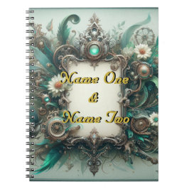 Cuaderno Boda Floral Steampunk Green y Silver