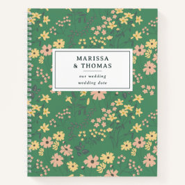 Cuaderno Boda floral verde boho moderna