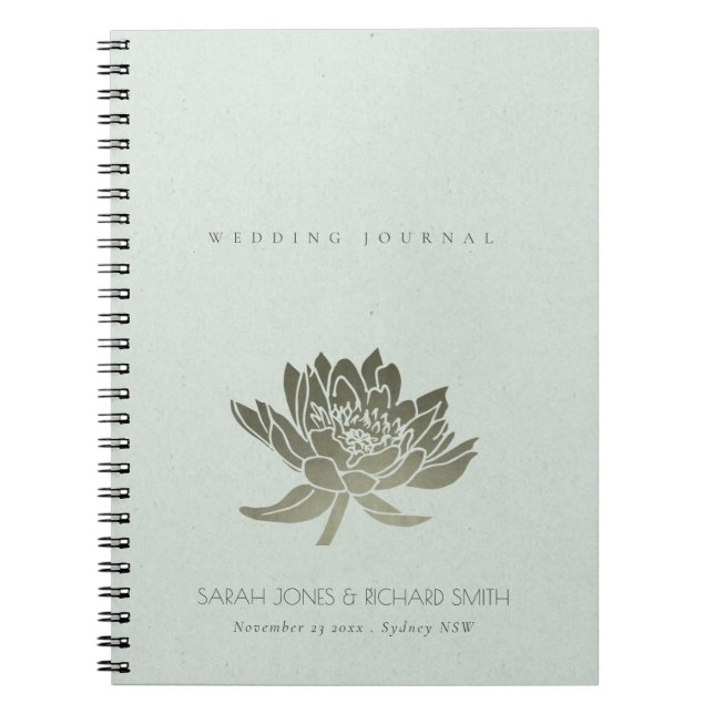 Cuaderno Boda FLOTAL GLAMOROSO PALE BLUE SILVER LOTUS (Frente)