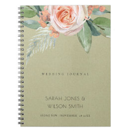 Cuaderno Boda FOLIAGE VERDE DE LA FLORES DE LA PAZ DEL COLO