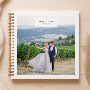 Cuaderno Boda Foto Minimal Elegante Huésped Blanco Simple