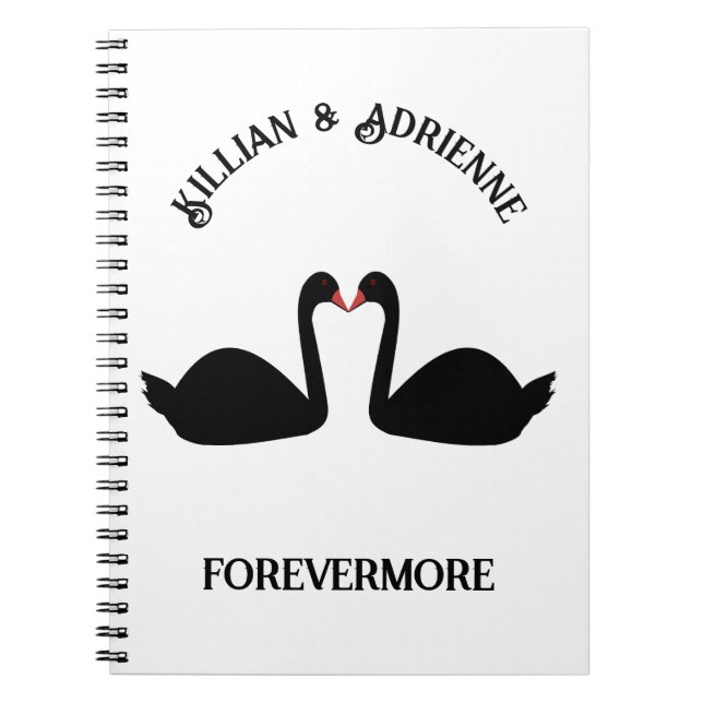 Cuaderno Boda gótico besando a Personalizado de cisnes negr (Frente)